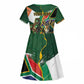Personalized South Africa Versus Ireland Rugby Kid Short Sleeve Dress - Springbok Mascot, Celtic Cross Design