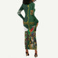 Personalized South Africa Versus Ireland Rugby Long Sleeve Bodycon Dress - Springbok Mascot, Celtic Cross Design LT03