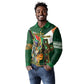 Personalized South Africa Versus Ireland Rugby Long Sleeve Polo Shirt - Springbok Mascot, Celtic Cross Design