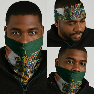 South Africa Versus Ireland Rugby Neck Gaiter - Springbok Mascot, Celtic Cross Design LT03