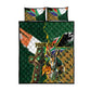 Personalized South Africa Versus Ireland Rugby Quilt Bed Set - Springbok Mascot, Celtic Cross Design