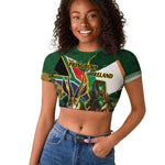 Personalized South Africa Versus Ireland Rugby Raglan Cropped T shirt - Springbok Mascot, Celtic Cross Design