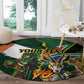 Personalized South Africa Versus Ireland Rugby Round Carpet - Springbok Mascot, Celtic Cross Design