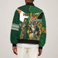 Personalized South Africa Versus Ireland Rugby Sleeve Zip Bomber Jacket - Springbok Mascot, Celtic Cross Design