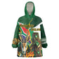 Personalized South Africa Versus Ireland Rugby Wearable Blanket Hoodie - Springbok Mascot, Celtic Cross Design