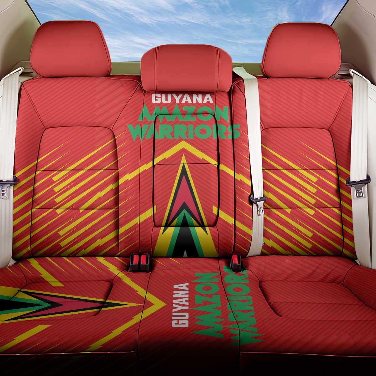 Guyana Cricket Amazon Warriors Back Car Seat Cover Go Glory-Green Red Gold - African Pride