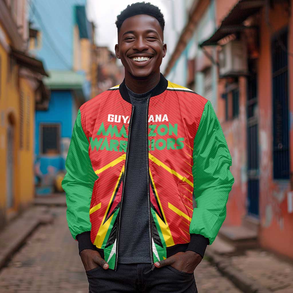 Guyana Cricket Amazon Warriors Custom Bomber Jacket Go Glory-Green Red Gold - African Pride