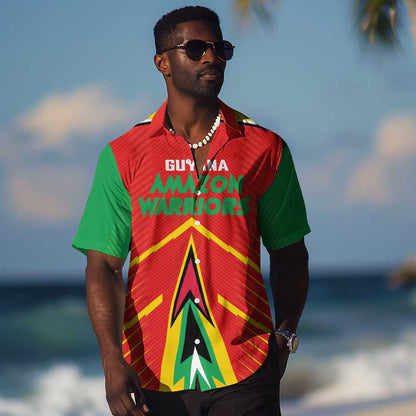 Guyana Cricket Amazon Warriors Custom Hawaiian Shirt Go Glory-Green Red Gold - African Pride