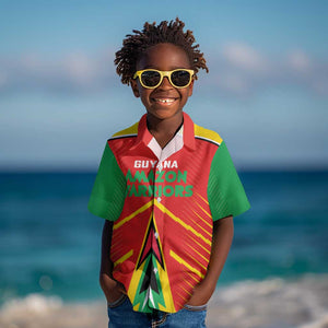 Guyana Cricket Amazon Warriors Custom Kid Hawaiian Shirt Go Glory-Green Red Gold - African Pride