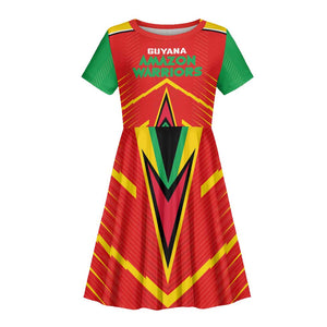 Guyana Cricket Amazon Warriors Custom Kid Short Sleeve Dress Go Glory-Green Red Gold - African Pride