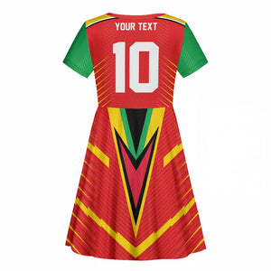 Guyana Cricket Amazon Warriors Custom Kid Short Sleeve Dress Go Glory-Green Red Gold - African Pride