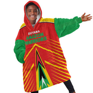 Guyana Cricket Amazon Warriors Custom Kid Wearable Blanket Hoodie Go Glory-Green Red Gold - African Pride