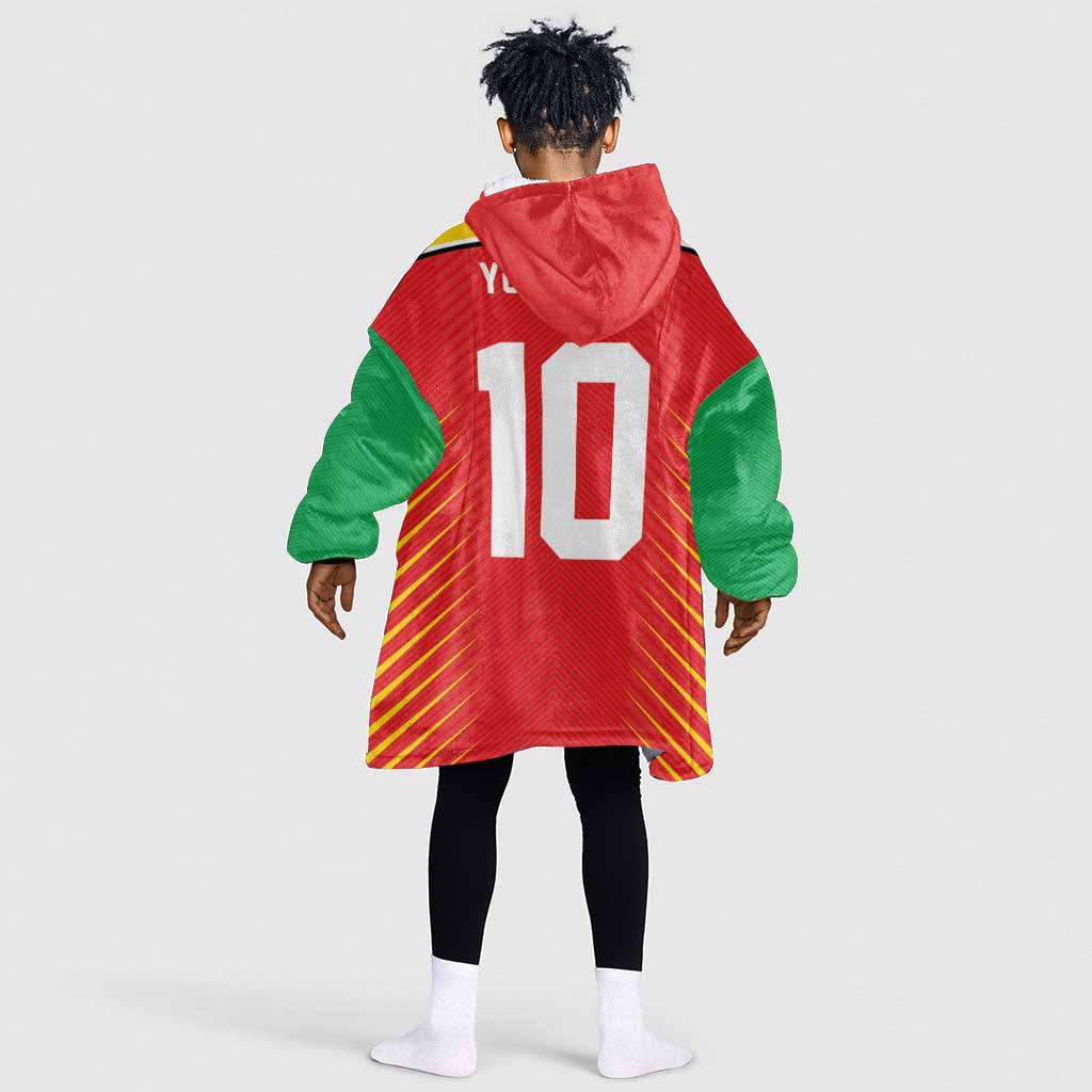 Guyana Cricket Amazon Warriors Custom Kid Wearable Blanket Hoodie Go Glory-Green Red Gold - African Pride