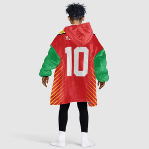 Guyana Cricket Amazon Warriors Custom Kid Wearable Blanket Hoodie Go Glory-Green Red Gold - African Pride