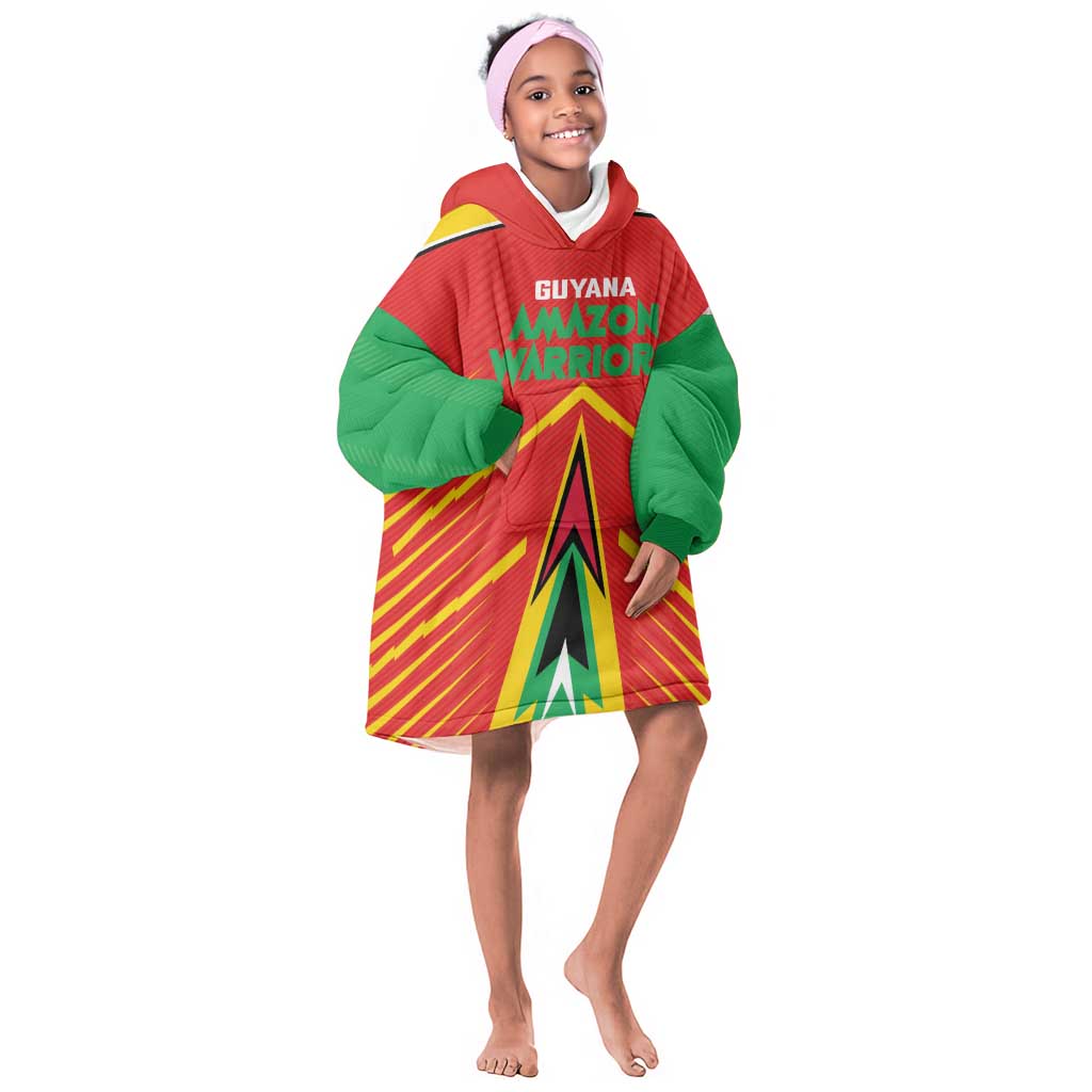 Guyana Cricket Amazon Warriors Custom Kid Wearable Blanket Hoodie Go Glory-Green Red Gold - African Pride