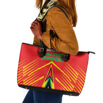 Guyana Cricket Amazon Warriors Leather Tote Bag Go Glory-Green Red Gold - African Pride