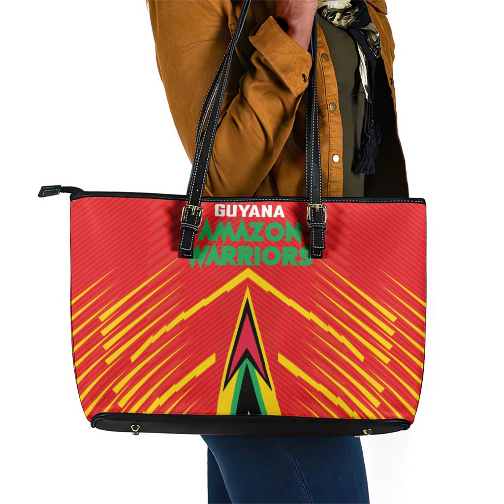 Guyana Cricket Amazon Warriors Leather Tote Bag Go Glory-Green Red Gold - African Pride
