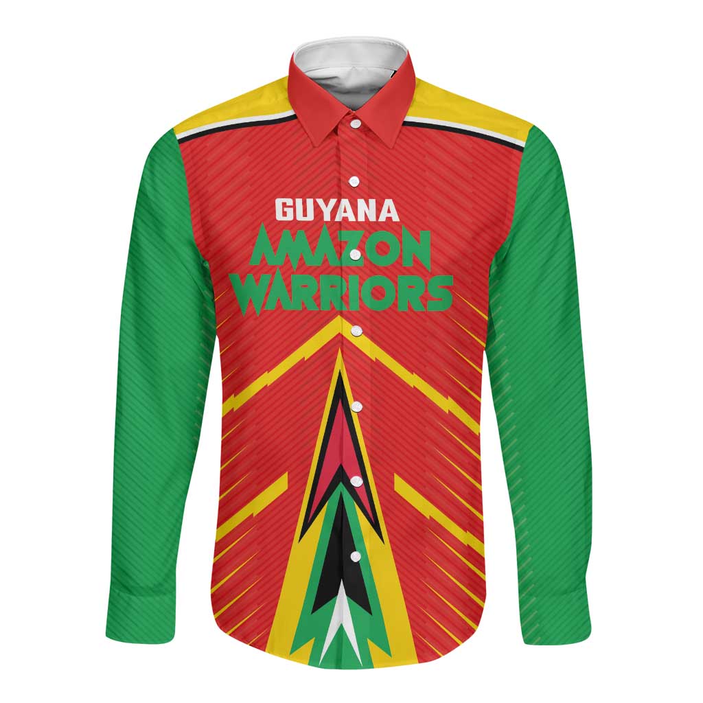 Guyana Cricket Amazon Warriors Custom Long Sleeve Button Shirt Go Glory-Green Red Gold - African Pride