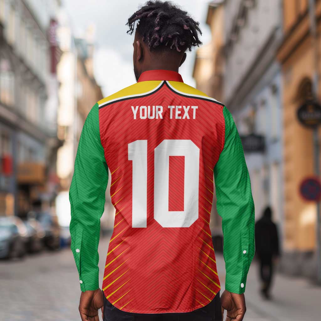 Guyana Cricket Amazon Warriors Custom Long Sleeve Button Shirt Go Glory-Green Red Gold - African Pride