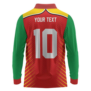 Guyana Cricket Amazon Warriors Custom Long Sleeve Polo Shirt Go Glory-Green Red Gold - African Pride
