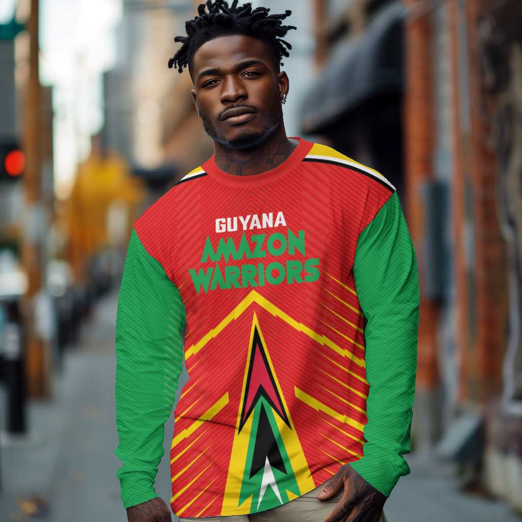 Guyana Cricket Amazon Warriors Custom Long Sleeve Shirt Go Glory-Green Red Gold - African Pride