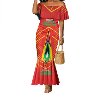 Guyana Cricket Amazon Warriors Custom Mermaid Dress Go Glory-Green Red Gold - African Pride