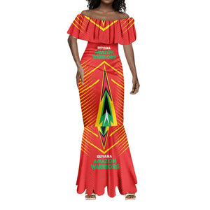 Guyana Cricket Amazon Warriors Custom Mermaid Dress Go Glory-Green Red Gold - African Pride
