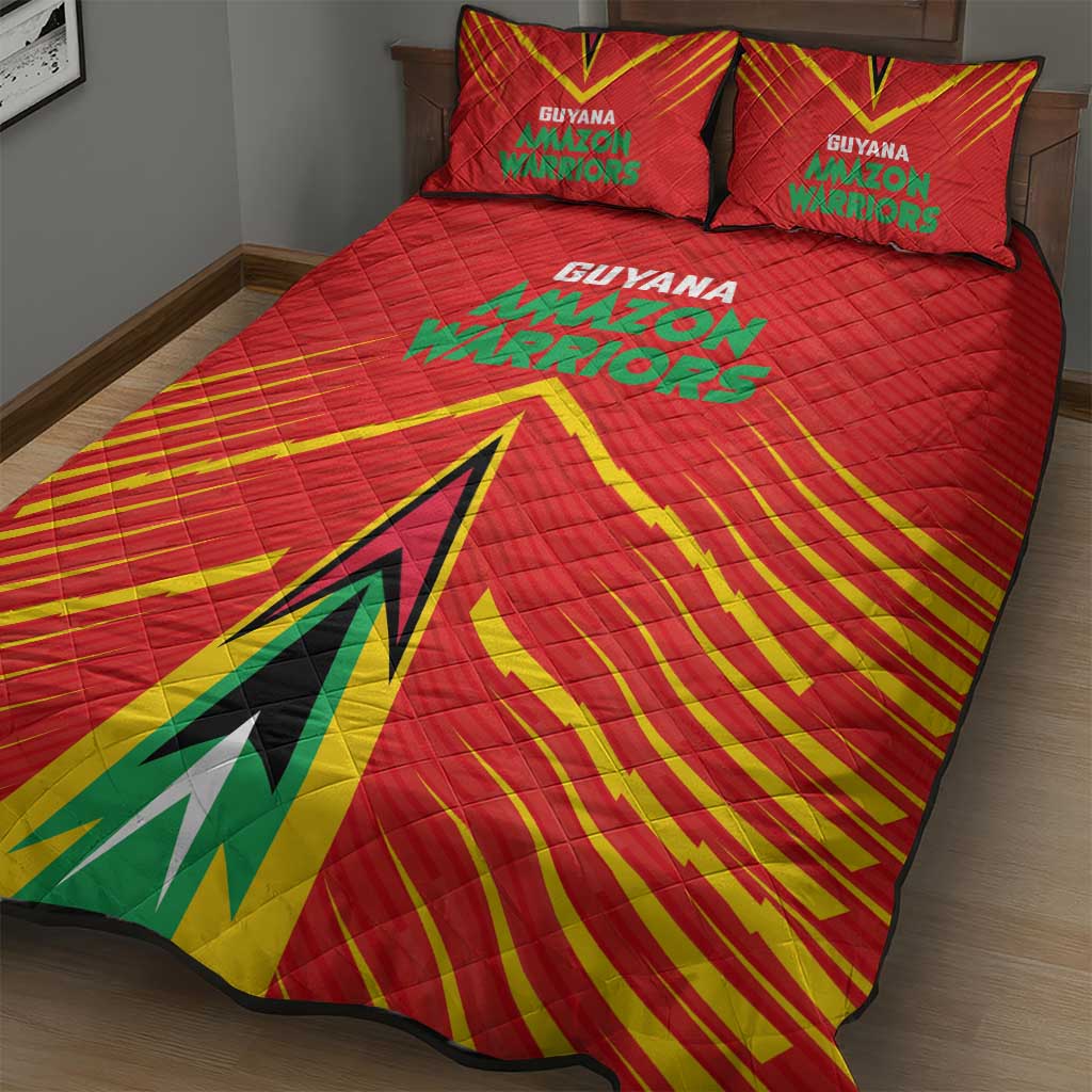 Guyana Cricket Amazon Warriors Quilt Bed Set Go Glory-Green Red Gold - African Pride