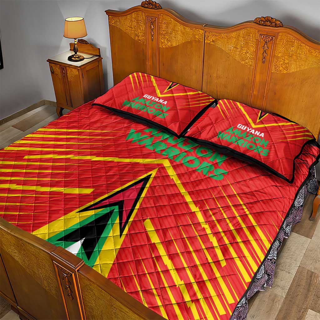 Guyana Cricket Amazon Warriors Quilt Bed Set Go Glory-Green Red Gold - African Pride