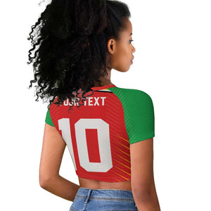 Guyana Cricket Amazon Warriors Custom Raglan Cropped T shirt Go Glory-Green Red Gold - African Pride