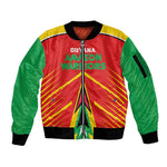 Guyana Cricket Amazon Warriors Custom Sleeve Zip Bomber Jacket Go Glory-Green Red Gold - African Pride
