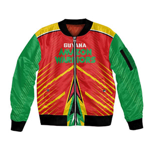 Guyana Cricket Amazon Warriors Custom Sleeve Zip Bomber Jacket Go Glory-Green Red Gold - African Pride