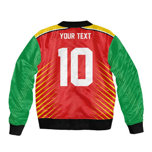 Guyana Cricket Amazon Warriors Custom Sleeve Zip Bomber Jacket Go Glory-Green Red Gold - African Pride