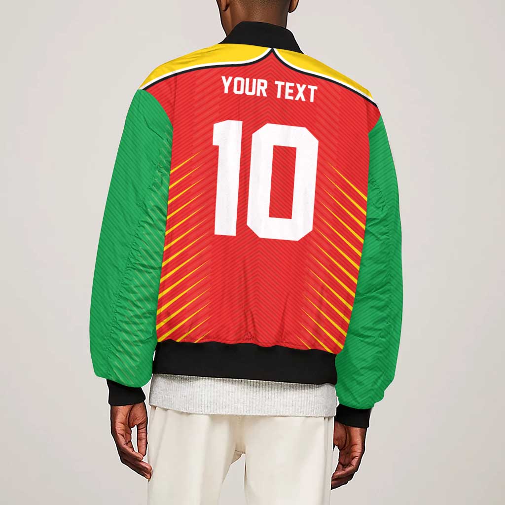 Guyana Cricket Amazon Warriors Custom Sleeve Zip Bomber Jacket Go Glory-Green Red Gold - African Pride