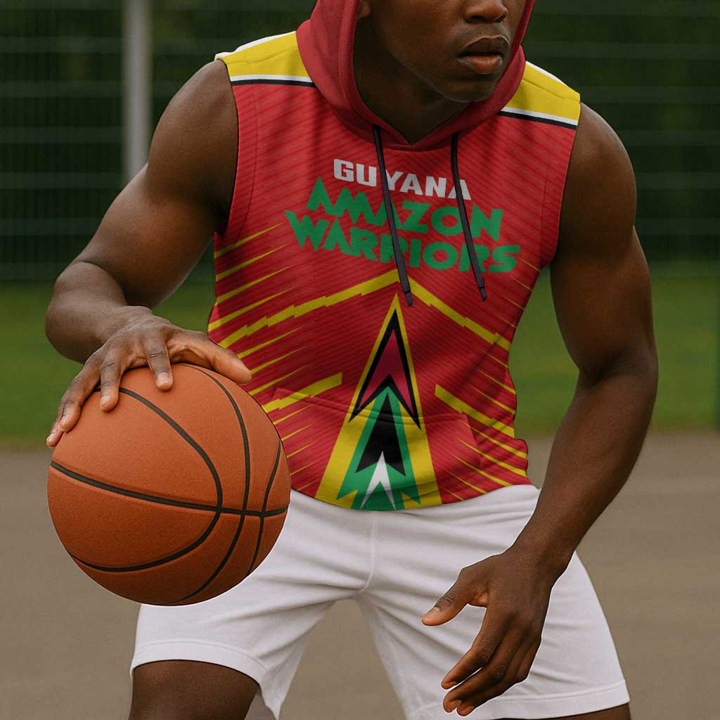 Guyana Cricket Amazon Warriors Custom Sleeveless Hoodie Go Glory-Green Red Gold - African Pride