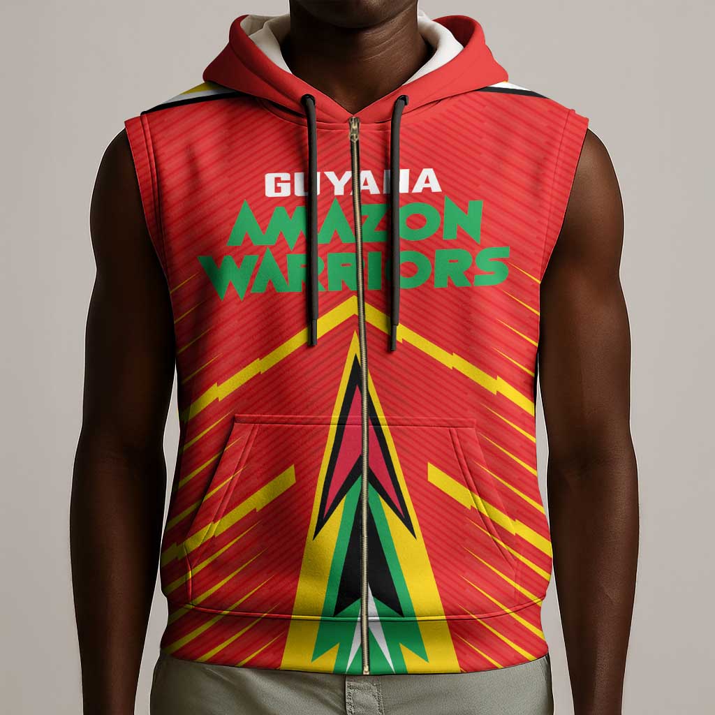 Guyana Cricket Amazon Warriors Custom Sleeveless Zip Hoodie Go Glory-Green Red Gold - African Pride