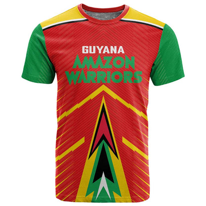 Guyana Cricket Amazon Warriors Custom T shirt Go Glory-Green Red Gold - African Pride
