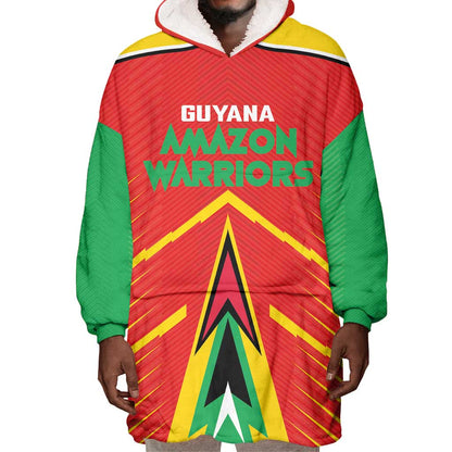 Guyana Cricket Amazon Warriors Custom Wearable Blanket Hoodie Go Glory-Green Red Gold - African Pride