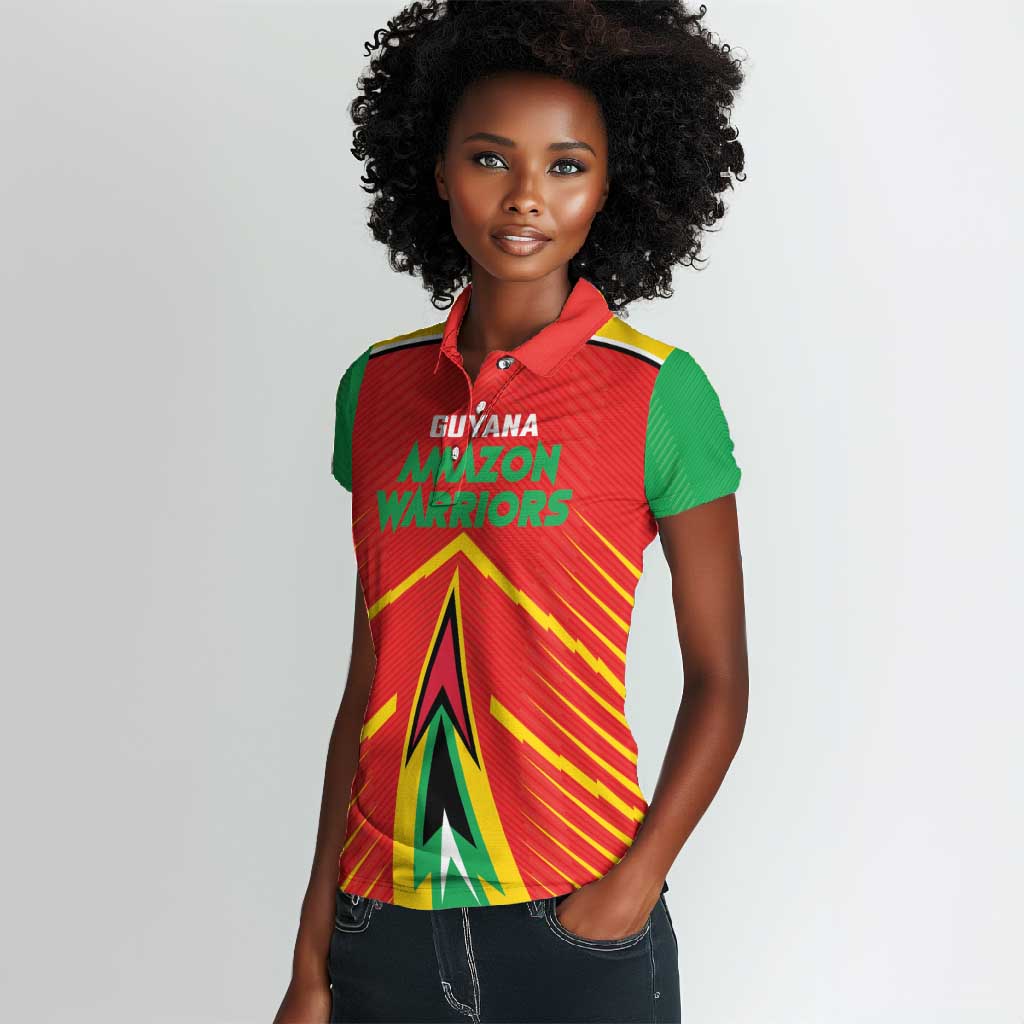 Guyana Cricket Amazon Warriors Custom Women Polo Shirt Go Glory-Green Red Gold - African Pride