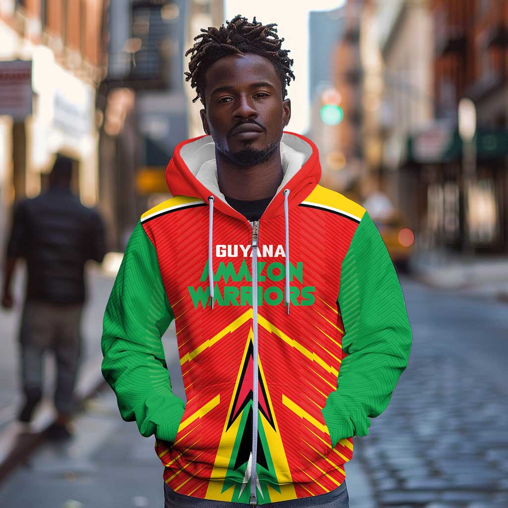 Guyana Cricket Amazon Warriors Custom Zip Hoodie Go Glory-Green Red Gold - African Pride