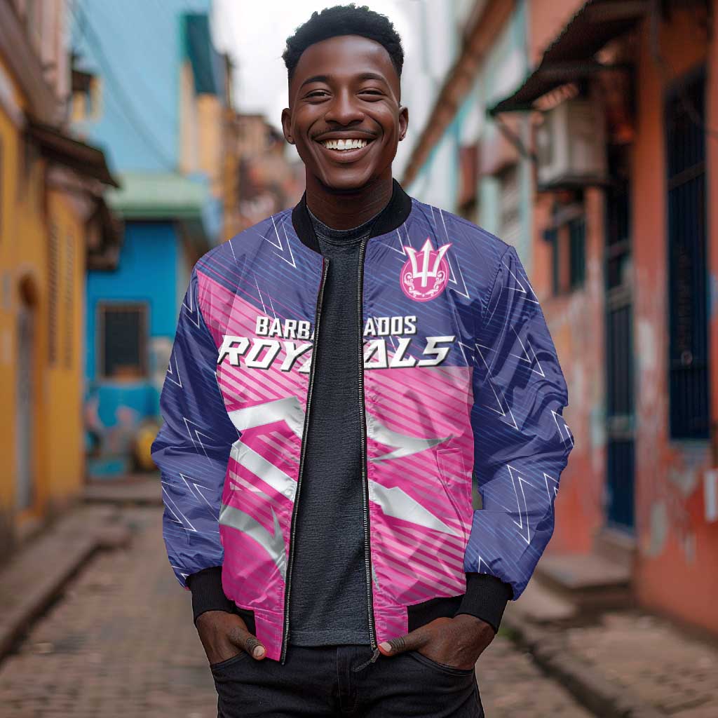 Custom Barbados Cricket Royals Bomber Jacket Trident Symbol-Sporty Style - African Pride