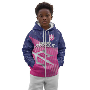 Custom Barbados Cricket Royals Kid Hoodie Trident Symbol-Sporty Style - African Pride