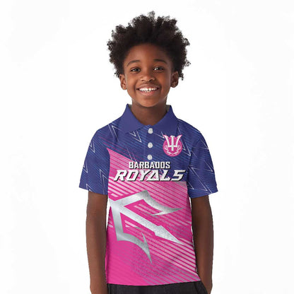 Custom Barbados Cricket Royals Kid Polo Shirt Trident Symbol-Sporty Style - African Pride