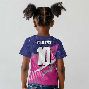 Custom Barbados Cricket Royals Kid T shirt Trident Symbol-Sporty Style - African Pride