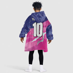 Custom Barbados Cricket Royals Kid Wearable Blanket Hoodie Trident Symbol-Sporty Style - African Pride