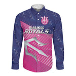 Custom Barbados Cricket Royals Long Sleeve Button Shirt Trident Symbol-Sporty Style - African Pride