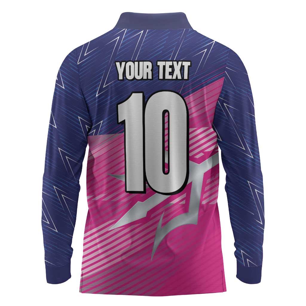 Custom Barbados Cricket Royals Long Sleeve Polo Shirt Trident Symbol-Sporty Style - African Pride