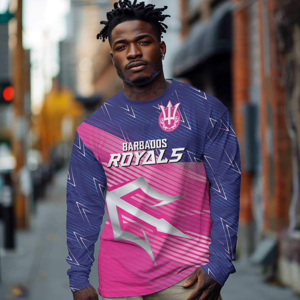 Custom Barbados Cricket Royals Long Sleeve Shirt Trident Symbol-Sporty Style - African Pride