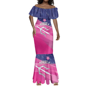 Custom Barbados Cricket Royals Mermaid Dress Trident Symbol-Sporty Style - African Pride