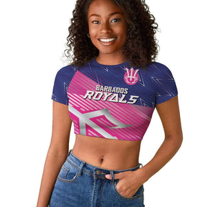 Custom Barbados Cricket Royals Raglan Cropped T shirt Trident Symbol-Sporty Style - African Pride